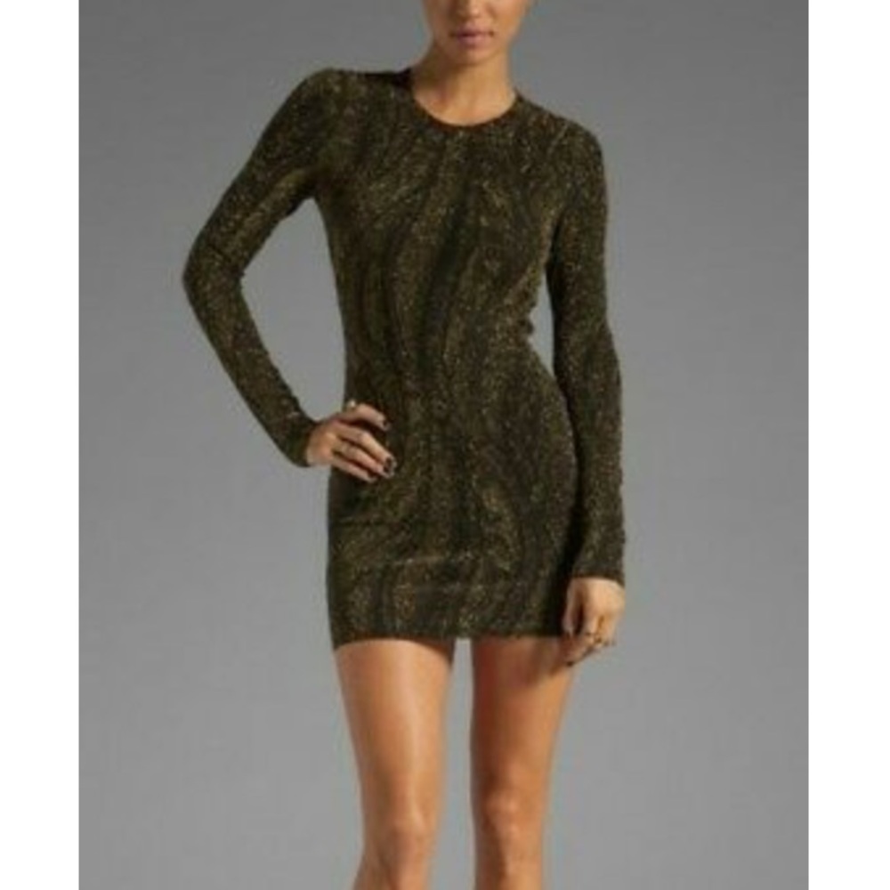 Torn by Ronny Kobo Black and Gold Bodycon dress